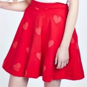 Lazy Oaf Red Hearts Skater Mini Skirt in Size Small
